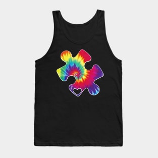 Cool Autism Awareness Autism Mom Dad Tie Dye Puzzle Art Tank Top